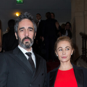 Emmanuelle Béart (habillée par Dior) et Frédéric Chaudier - Arrivées des personnalités à la 41ème cérémonie des César au théatre du Chatelet à Paris le 26 février 2016. © Olivier Borde / Dominique Jacovides / Bestimage 