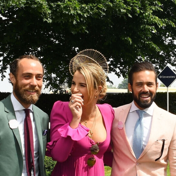 James Middleton, Spencer Matthews et sa compagne Vogue Williams - Les célébrités lors du Derby Investec d'Epsom le 1er juin 2018