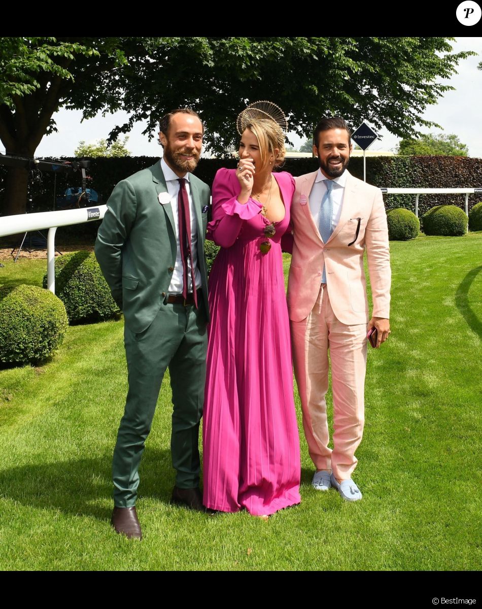 James Middleton, Spencer Matthews et sa compagne Vogue Williams - Les célébrités lors du Derby Investec d'Epsom le 1er juin 2018