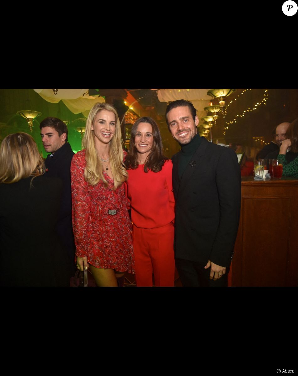 Pippa Middleton, son beau-frère Spencer Matthews et son épouse Vogue Williams lors d'une soirée à Londres, au Trading House, le 12 novembre 2019.