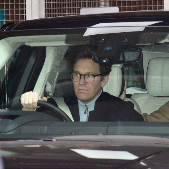 La princesse Eugénie d'York et son mari Jack Brooksbank avec leur fils quittent l'hôpital de Portland, Royaume Uni, le 12 février 2021. Photo by Splash News/ABACAPRESS.COM