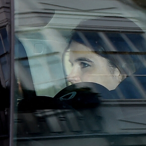 La princesse Eugénie d'York et son mari Jack Brooksbank avec leur fils quittent l'hôpital de Portland, Royaume Uni, le 12 février 2021. Photo by Splash News/ABACAPRESS.COM