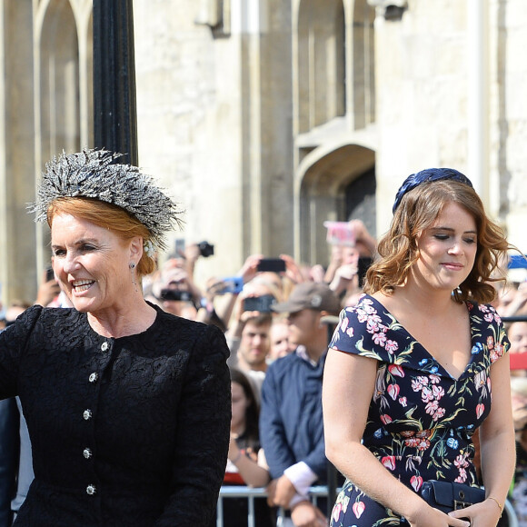 La princesse Eugenie d'York et sa mère Sarah Margaret Ferguson, duchesse d'York - Les invités arrivent au mariage d'Ellie Goulding et C.Jopling en la cathédrale d'York, le 31 août 2019