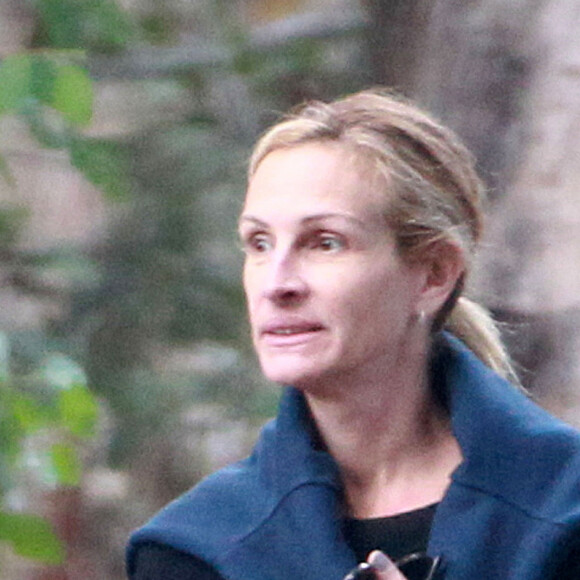 Exclusif - Julia Roberts accompagne ses enfants au skate park avec une amie à Malibu le 14 novembre 2019.