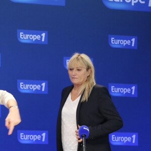 Laurent Ruquier, Christine Bravo - Emission d'Europe 1 "On va s'géner" dans le magasin Carrefour de Montesson. Le 25 septembre 2013.