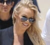 Exclusif - Pamela Anderson sur le tournage d'une publicité pour Ultra Tunes TV sur la plage de Gold Coast sur la côte est de l'Australie.