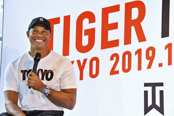 Tyger Woods à l'atelier 'Tiger Is Back' au Centre des jeunes de Shibuya Honmachi à Tokyo, le 20 octobre 2019.