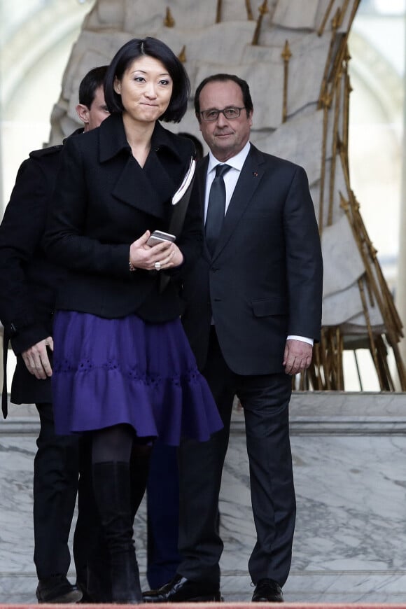 Manuel Valls, Fleur Pellerin et François Hollande - Sortie du conseil au palais de l'Elysée à Paris © Stéphane Lemouton / Bestimage