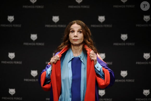 L'actrice Victoria Abril assiste à une conférence de presse pour son prix honorifique Feroz 2021 au Cetro de Arte de Alcobendas à Madrid, Espagne, e 25 février 2021.