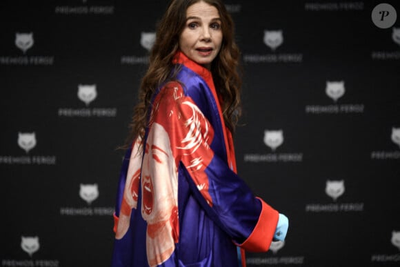 L'actrice Victoria Abril assiste à une conférence de presse pour son prix honorifique Feroz 2021 au Cetro de Arte de Alcobendas à Madrid, Espagne, le 25 février 2021. 