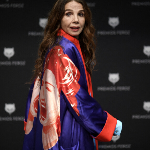 L'actrice Victoria Abril assiste à une conférence de presse pour son prix honorifique Feroz 2021 au Cetro de Arte de Alcobendas à Madrid, Espagne, le 25 février 2021. 