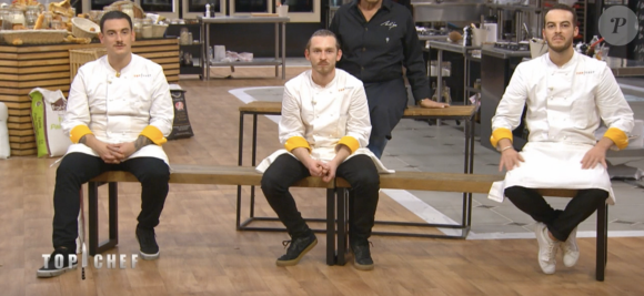Arnaud, Thomas et Bruno dans le quatrième épisode de "Top Chef 2021" sur M6.