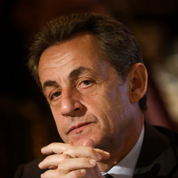 Nicolas Sarkozy - Vente aux enchères au profit de la campagne "Guérir le cancer de l'enfant" au Pavillon Ledoyen à Paris le 13 février 2018. © Cyril Moreau/Bestimage