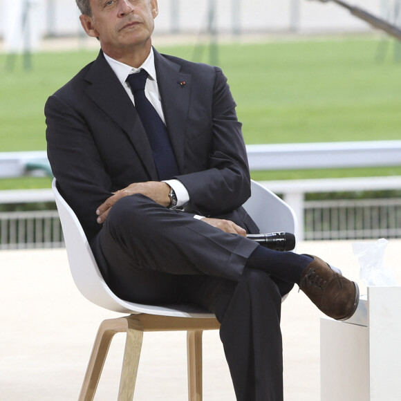 Nicolas Sarkozy - Université d'été du Medef rebaptisée "La Rencontre des Entrepreneurs de France" à l'hippodrome de Longchamp le 29 août 2019. © Michael Baucher / Panoramic / Bestimage