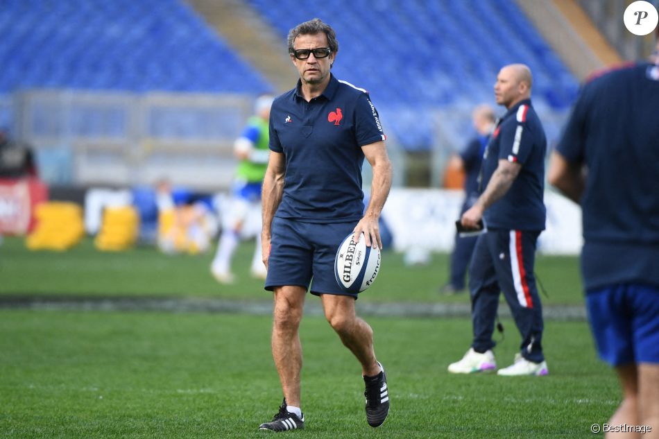 Fabien Galthié lors du match de rugby Italie - France à Rome, le 6 février 2021.