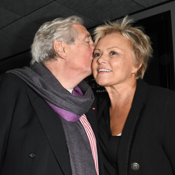 Jean-Loup Dabadie et Muriel Robin - Générale du nouveau spectacle "Muriel Robin et Pof !" au Palais des Sports à Paris, le 3 octobre 2019. © Coadic Guirec/Bestimage