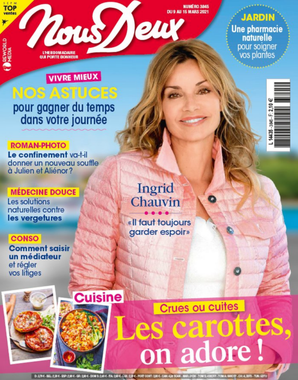 Ingrid Chauvin fait la couverture du nouveau numéro du magazine "Nous Deux"