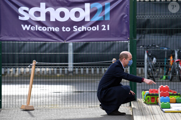 Le prince William en sortie dans une école près de Londres, le 11 mars 2021.