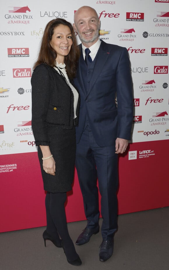 Frank Leboeuf avec sa compagne Chrislaure Nollet (ex-femme de Fabrice Santoro) - 93eme Grand Prix d'Amerique a l'Hippodrome de Vincennes, le 26 janvier 2014.