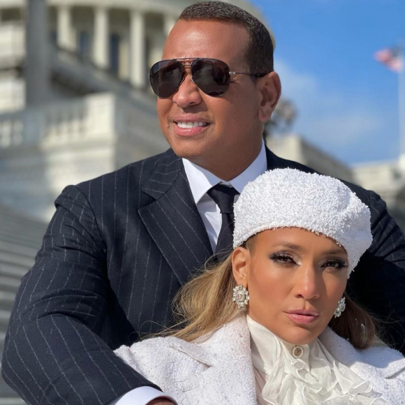 Jennifer Lopez et Alex Rodriguez à Washington, le 20 janvier 2021.