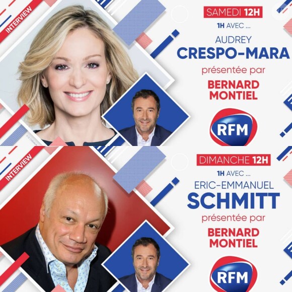 Audrey Crespo-Mara invitée de Bernard Montiel sur RFM pour son émission "Une heure avec" le 20 mars 2021.