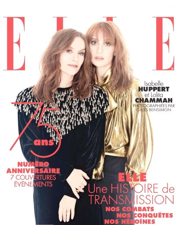 Isabelle Huppert et sa fille Lolita Chammah en couvertue du magazine "ELLE".
