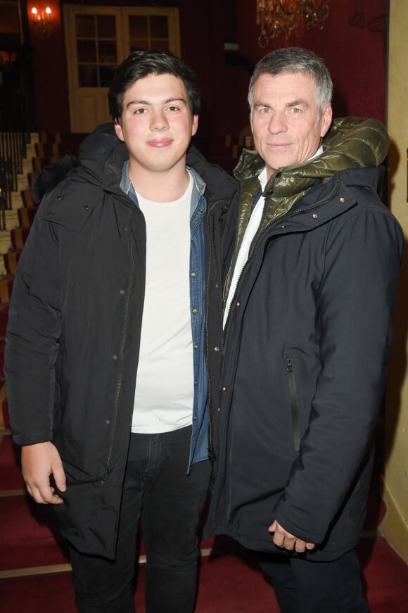 Bruno Gaccio et son fils Enzo - People à la générale du woman show "Vive Demain !" de Michèle Bernier au théâtre des Variétés à Paris le 28 janvier 2019. © Coadic Guirec/Bestimage 