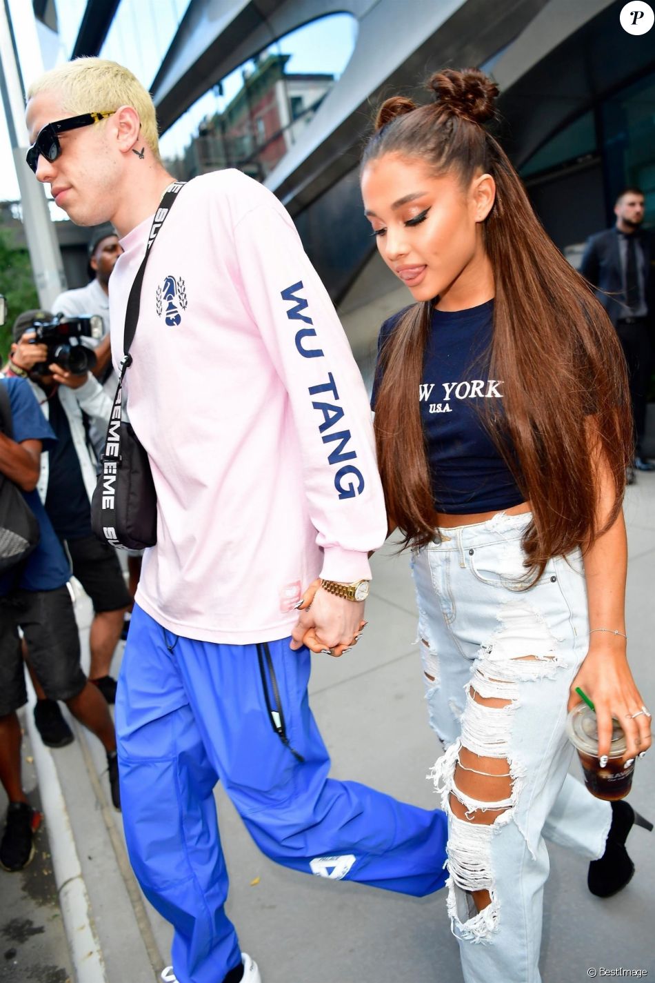 Ariana Grande et son fiancé Pete Davidson se rendent au concert Amazon Music Unboxing Prime Day à New York, le 11 juillet 2018