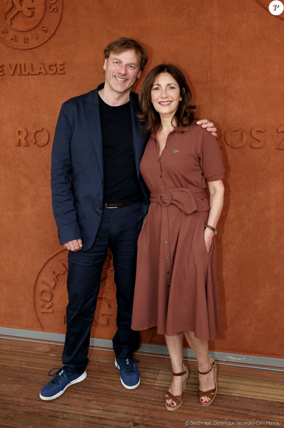 Valérie Karsenti et François Feroleto au village des Internationaux de France de Tennis de Roland Garros à Paris le 2 juin 2018. © Dominique Jacovides-Cyril Moreau / Bestimage