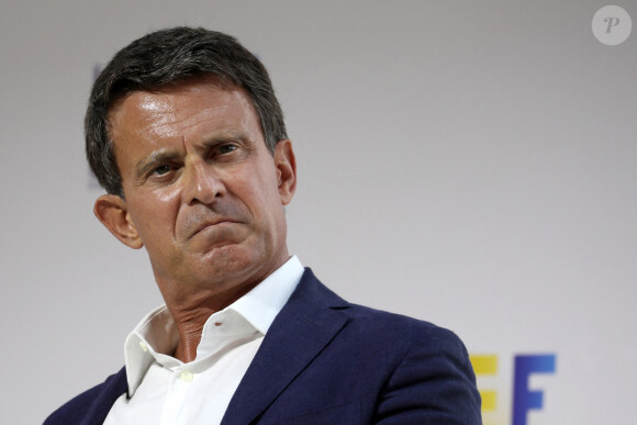 Manuel Valls, ancien premier ministre lors de la REF annuelle (Rencontre des Entrepreneurs de France), à l'Hippodrome de Longchamps, le 27 août 2020. Paris. © Stéphane Lemouton / Bestimage