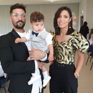 Florent Mothe, Zaho et leur fils Naïm - Fiançailles du frère de Zaho, le 23 juin 2019.