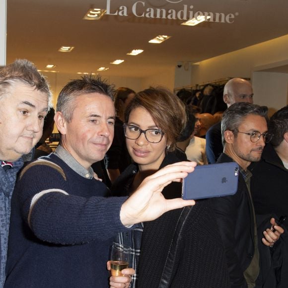 Pierre Menes, sa femme Mélissa Acosta et Olivier Tallaron - Lancement de la nouvelle collection Nobis à Paris , le 13 novembre 2019. © Pierre Perusseau / Bestimage