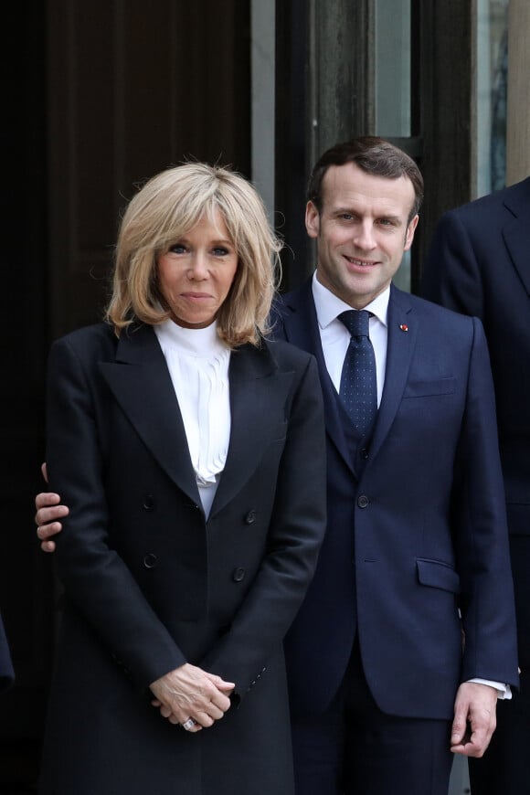 Le président Emmanuel Macron, la première dame Brigitte Macron le 11 mars 2020. © Stéphane Lemouton / Bestimage