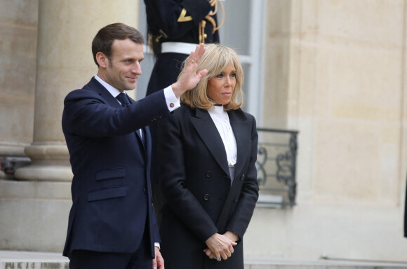 Le président Emmanuel Macron, la première dame Brigitte Macron le 11 mars 2020. © Dominique Jacovides / Bestimage