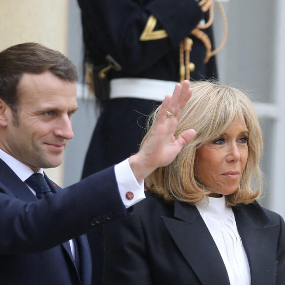 Le président Emmanuel Macron, la première dame Brigitte Macron le 11 mars 2020. © Dominique Jacovides / Bestimage