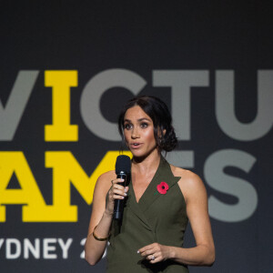 Meghan Markle, duchesse de Sussex (enceinte de son fils Archie), assiste à la cérémonie de clôture des Invictus Games 2018 à Sydney, le 27 octobre 2018.