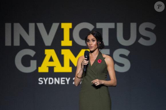 Meghan Markle, duchesse de Sussex (enceinte de son fils Archie), assiste à la cérémonie de clôture des Invictus Games 2018 à Sydney, le 27 octobre 2018.