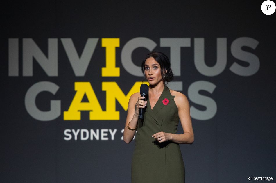 Meghan Markle, duchesse de Sussex (enceinte de son fils Archie), assiste à la cérémonie de clôture des Invictus Games 2018 à Sydney, le 27 octobre 2018.