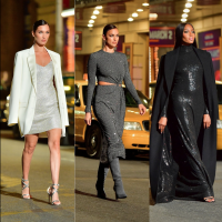 Bella Hadid défile en pleine rue avec Irina Shayk et Naomi Campbell