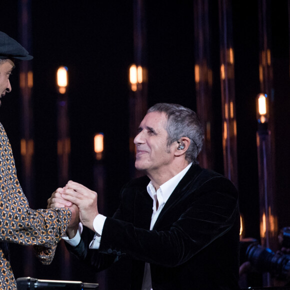 Exclusif - Yannick Noah et Julien Clerc - Enregistrement de l'émission "Rendez vous avec Julien Clerc" au Théâtre du Châtelet à Paris, le 24 octobre 2019. © Cyril Moreau / Bestimage