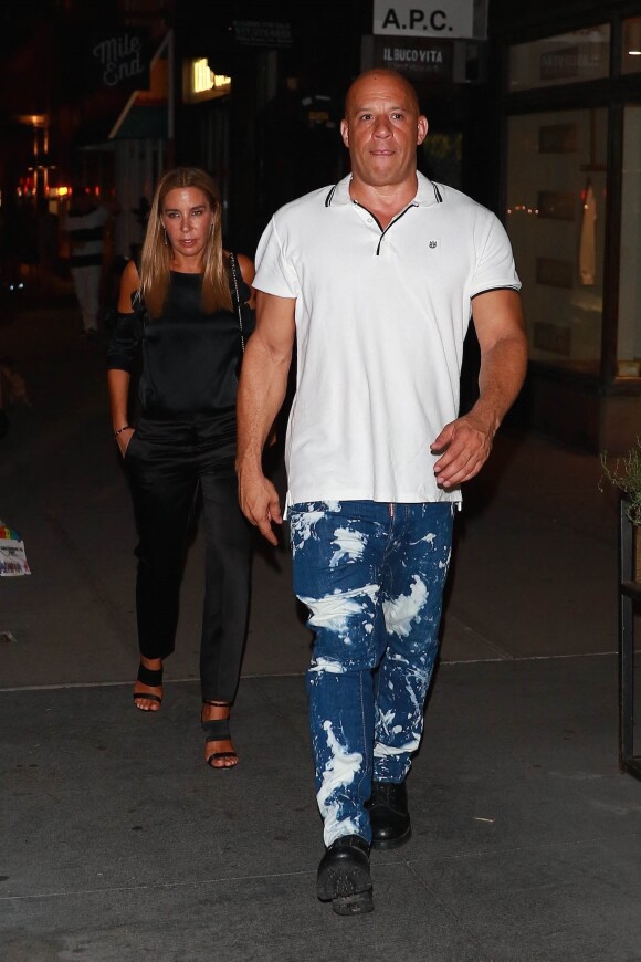 Vin Diesel est allé diner en famille au restaurant Il Buco à New York, le 22 août 2017.