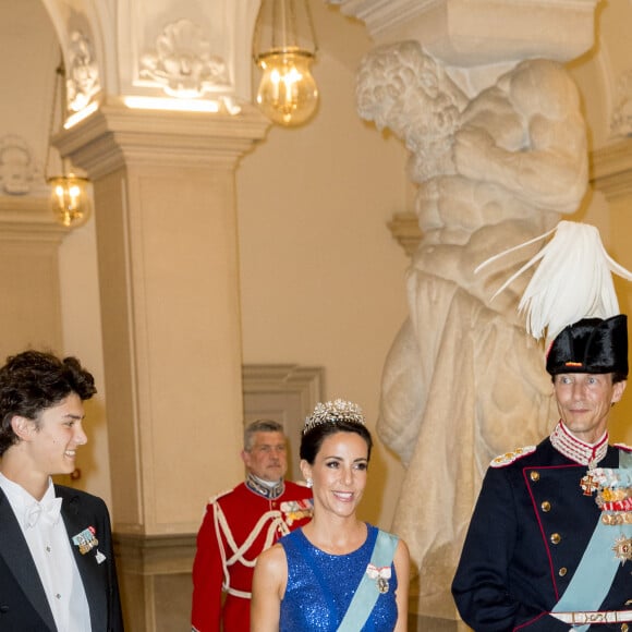 Le prince Nikolai de Danemark, la princesse Marie de Danemark et le prince Joachim de Danemark - Dîner de gala des 50 ans du prince Frederik de Danemark au château de Christiansborg à Copenhague, Danemark, le 26 mai 2018.