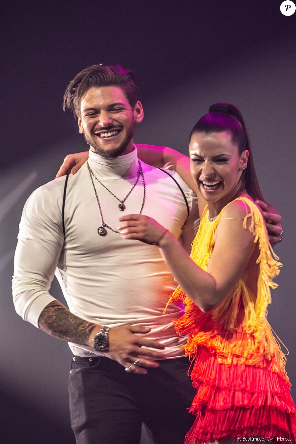 Exclusif - Denitsa Ikonomova et Rayane Bensetti au Palais des Sports, à Paris, le samedi 7 Mars 2020. © Cyril Moreau/Bestimage