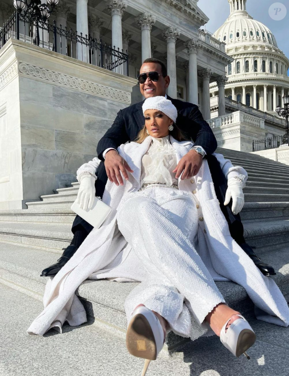 Jennifer Lopez et Alex Rodriguez à Washington, le 20 janvier 2021.
