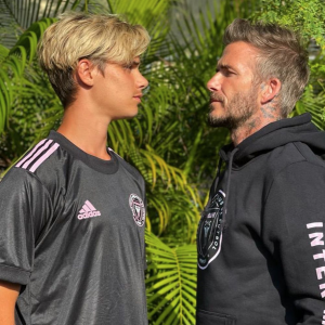 David Beckham et son fils Romeo en février 2021.