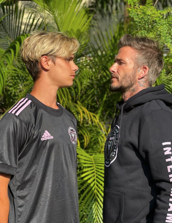 David Beckham et son fils Romeo en février 2021.