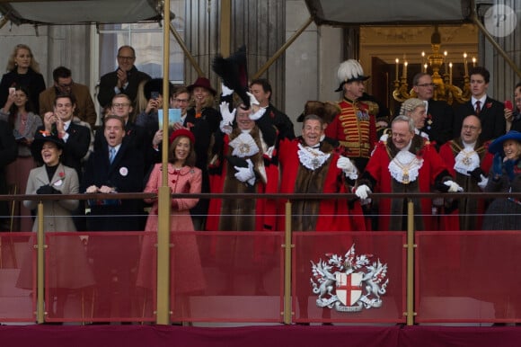 Helen McCrory, Damian Lewis, Hillary Russell, Lord Mayor William, Peter Estli - Les tribunes de l'évènement The Lord Mayor of London 2019 à Bank Junction, Londres, le 9 novembre 2019.