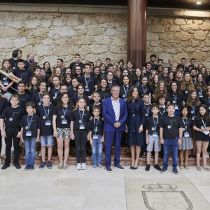 La reine Letizia d'Espagne visite les activités des cours d'été de l'École internationale de musique de la Fondation Princesse des Asturies à l'Auditorium Prince Felipe à Oviedo en Espagne, le 26 juillet 2018. © Jack Abuin via ZUMA / Bestimage