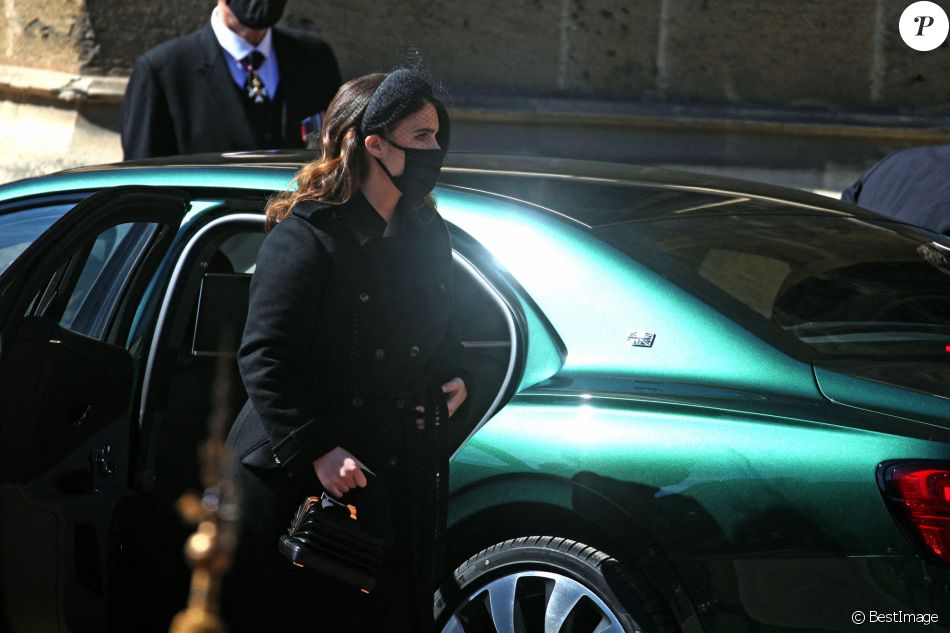 La princesse Eugenie d'York - Arrivées aux funérailles du prince Philip, duc d'Edimbourg à la chapelle Saint-Georges du château de Windsor, le 17 avril 2021.