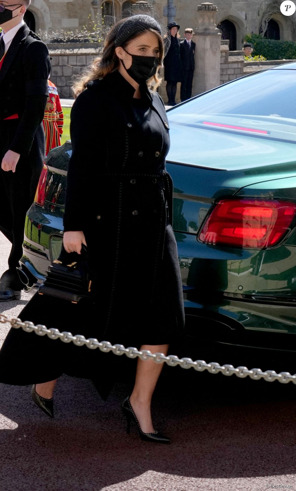La princesse Eugenie d'York - Arrivées aux funérailles du prince Philip, duc d'Edimbourg à la chapelle Saint-Georges du château de Windsor.